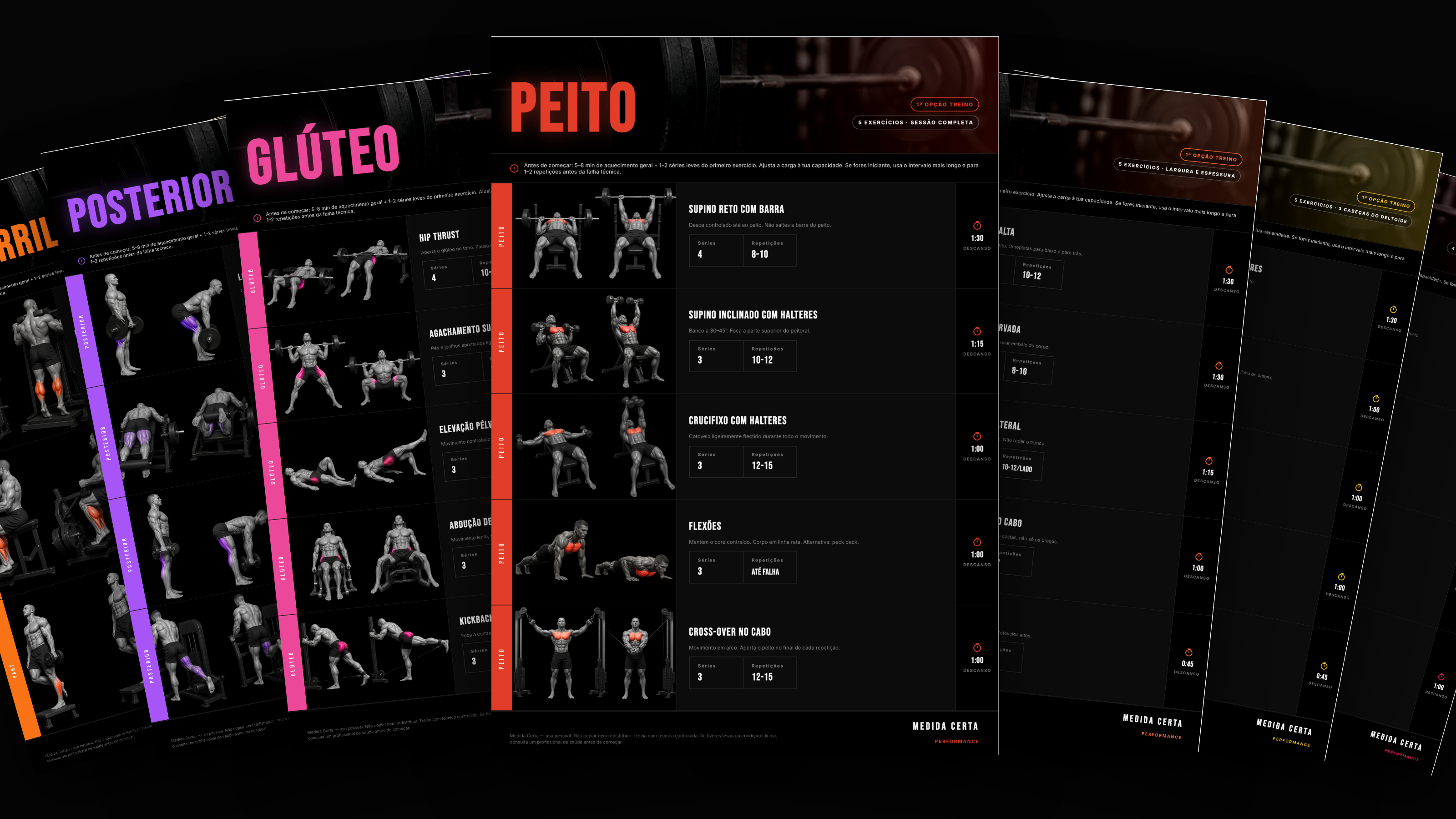 Pack de 9 fichas visuais de treino